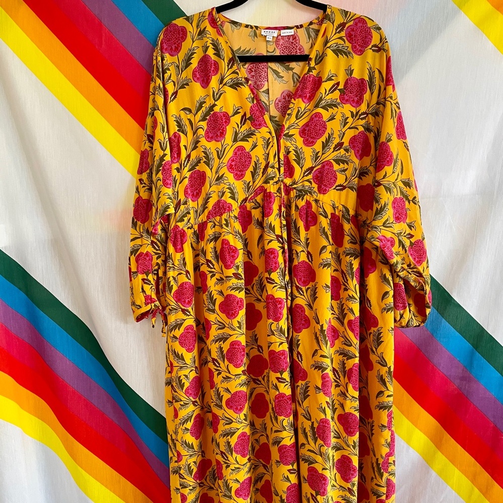 Rhode Resort Bianca V-Neck Tie-Detail Kaftan M/L